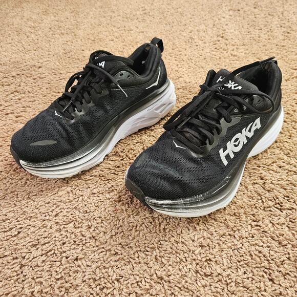 Hoka One One Shoes - Hoka One One Bondi 8 Running Shoes Womens 8.5 Wide Black Cushioned Athletic Read